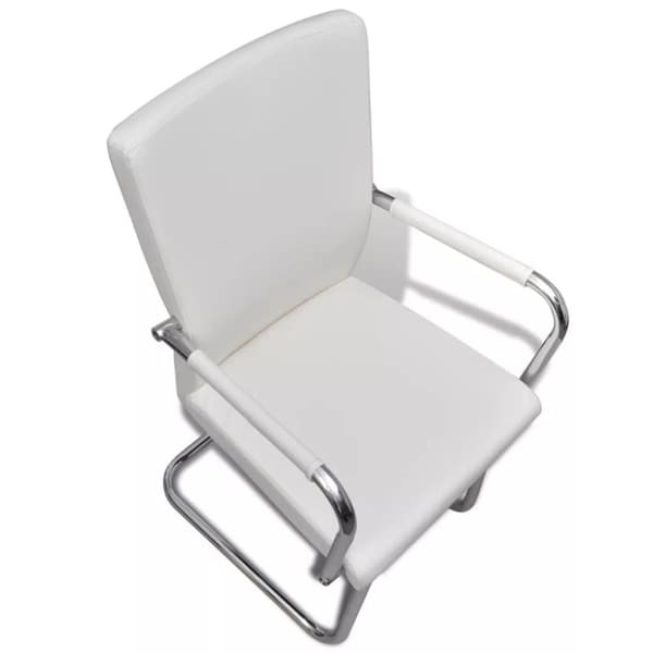 vidaXL spisebordsstole med cantilever 6 stk. kunstlæder hvid