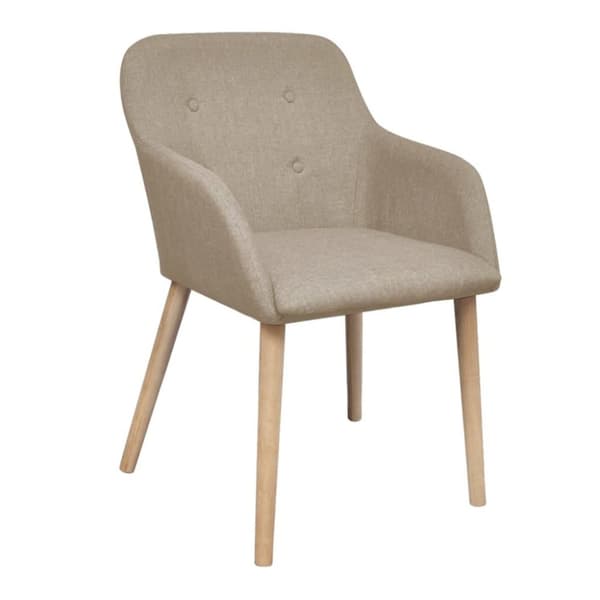 vidaXL Matstolar 4 st beige tyg och massiv ek