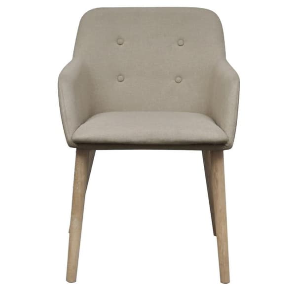 vidaXL Matstolar 4 st beige tyg och massiv ek