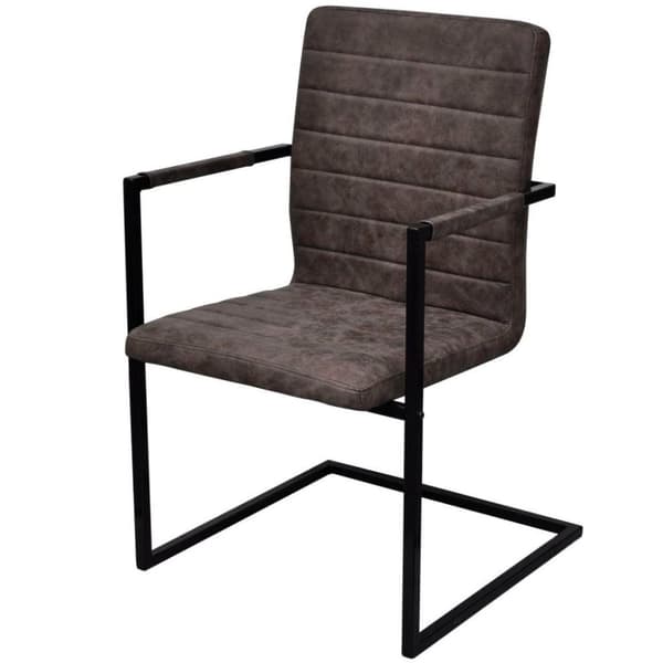 vidaXL spisebordsstole med cantilever 2 stk. kunstlæder brun