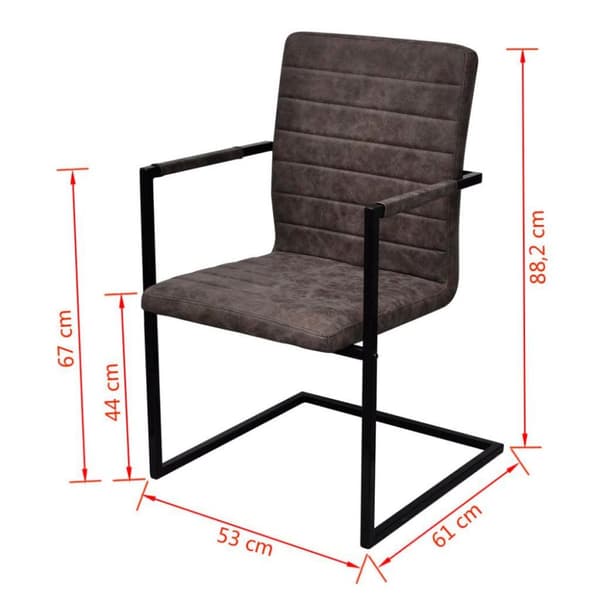 vidaXL spisebordsstole med cantilever 2 stk. kunstlæder brun