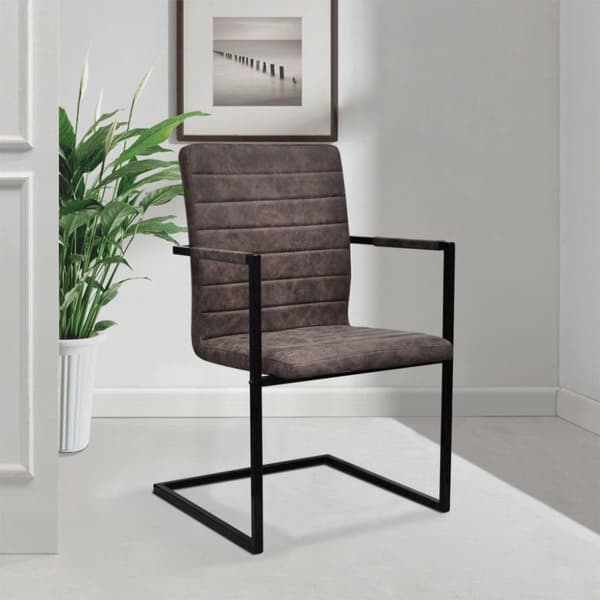 vidaXL spisebordsstole med cantilever 2 stk. kunstlæder brun
