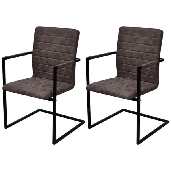 vidaXL spisebordsstole med cantilever 2 stk. kunstlæder brun