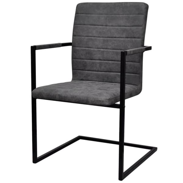 vidaXL spisebordsstole med cantilever 2 stk. kunstlæder grå
