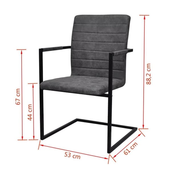 vidaXL spisebordsstole med cantilever 2 stk. kunstlæder grå