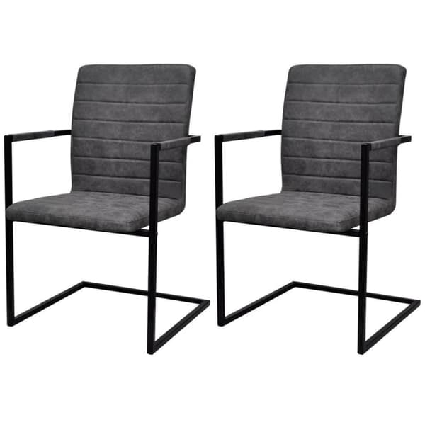 vidaXL spisebordsstole med cantilever 2 stk. kunstlæder grå