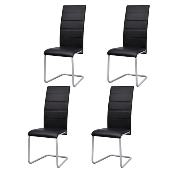 vidaXL spisebordsstole med cantilever 4 stk. kunstlæder sort