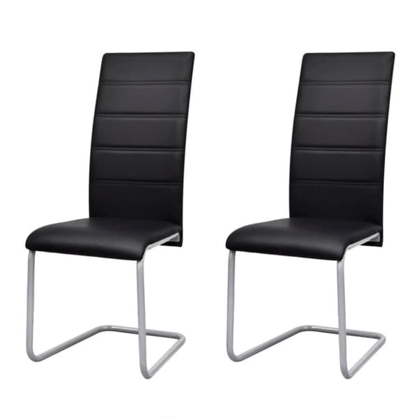 vidaXL spisebordsstole med cantilever 2 stk. kunstlæder sort