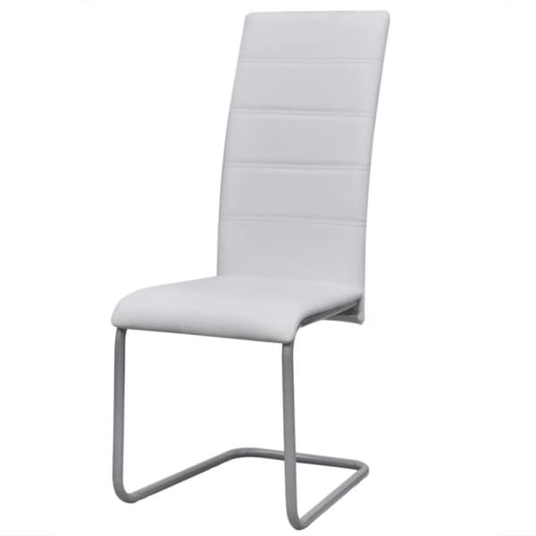 vidaXL spisebordsstole med cantilever 4 stk. kunstlæder hvid