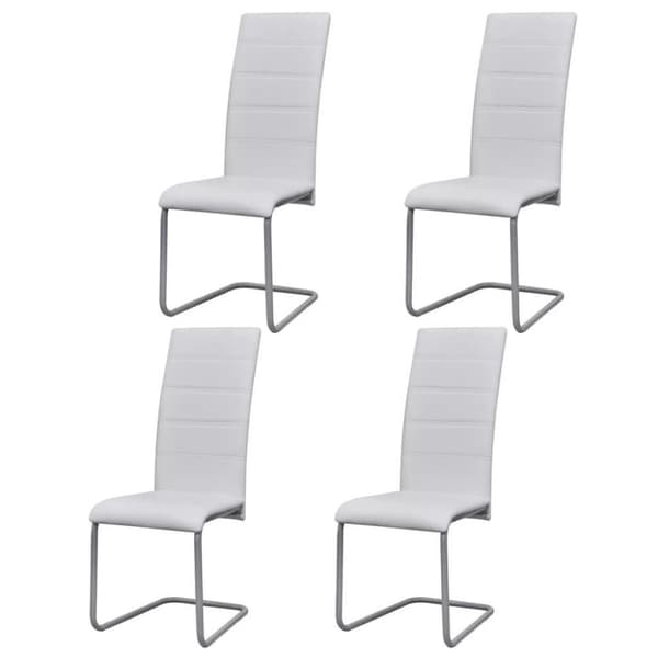 vidaXL spisebordsstole med cantilever 4 stk. kunstlæder hvid