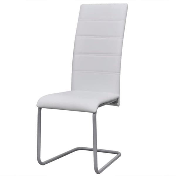 vidaXL spisebordsstole med cantilever 6 stk. kunstlæder hvid