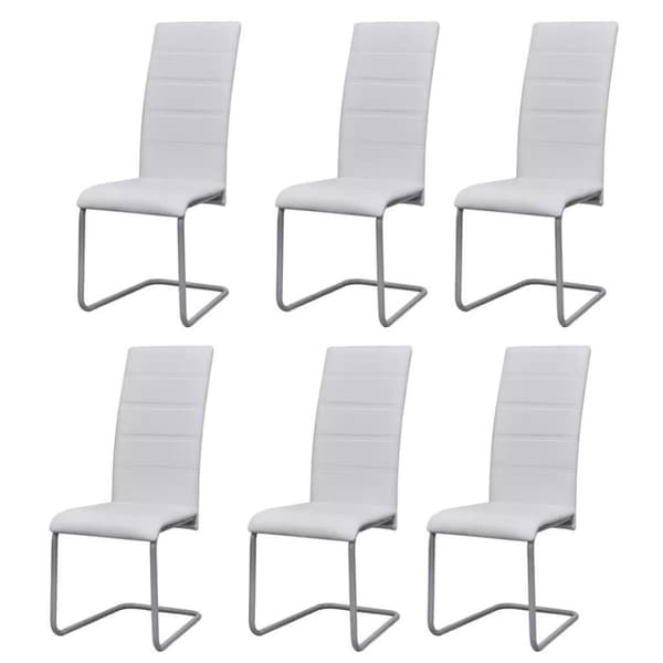 vidaXL spisebordsstole med cantilever 6 stk. kunstlæder hvid