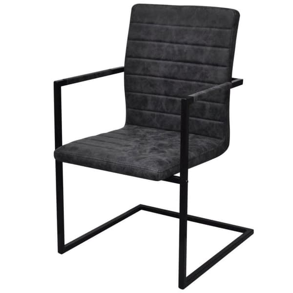 vidaXL spisebordsstole med cantilever 4 stk. kunstlæder sort