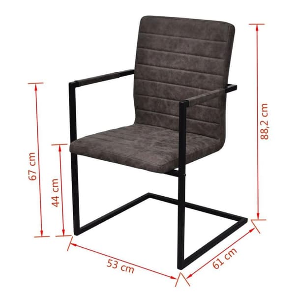 vidaXL spisebordsstole med cantilever 6 stk. kunstlæder brun