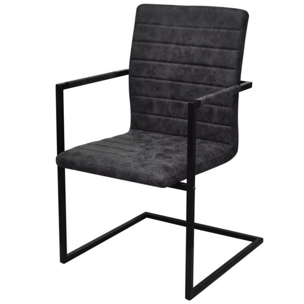 vidaXL spisebordsstole med cantilever 6 stk. kunstlæder sort