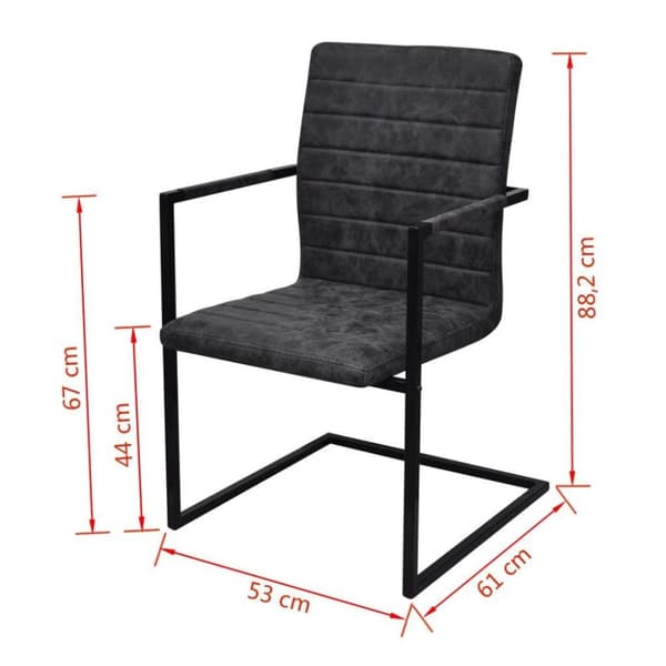 vidaXL spisebordsstole med cantilever 6 stk. kunstlæder sort