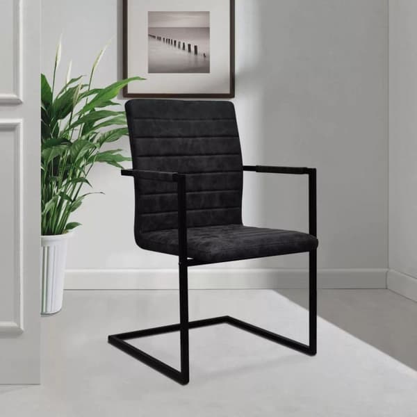 vidaXL spisebordsstole med cantilever 6 stk. kunstlæder sort