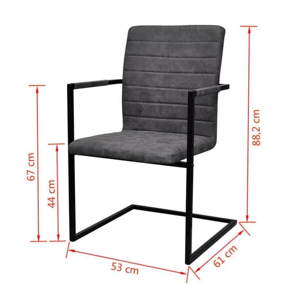 vidaXL spisebordsstole med cantilever 4 stk. kunstlæder grå