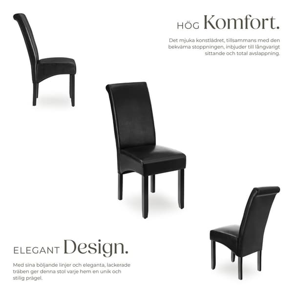 Ergonomisk matstol i robust trä - svart, Uppsättning av 2