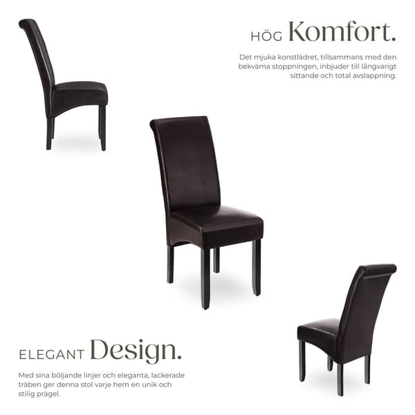 Ergonomisk matstol i robust trä - brun, Uppsättning av 2