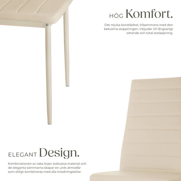 Matstolar konstläder - beige, Uppsättning om 4