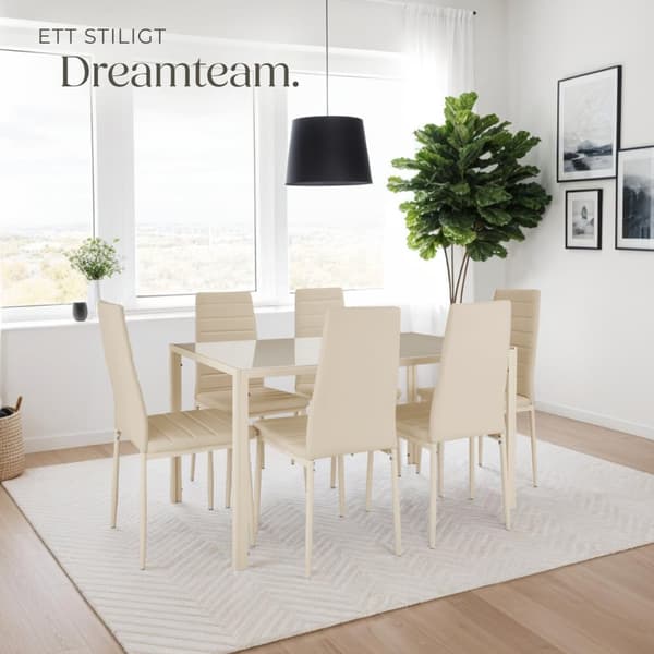 Matstolar konstläder - beige, Uppsättning om 4