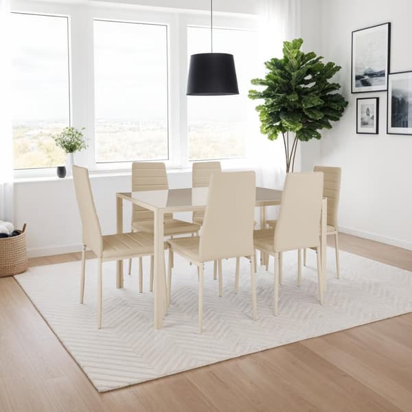 Matstolar konstläder - beige, Uppsättning om 4