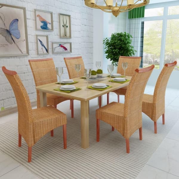 vidaXL spisebordsstole 6 stk. naturlig rattan brun