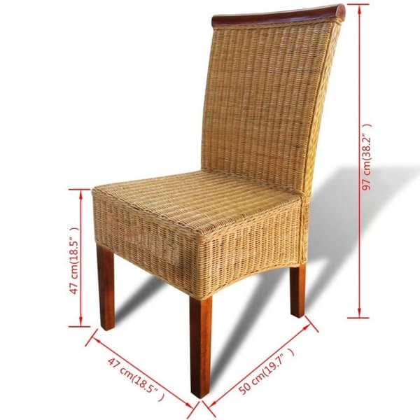 vidaXL spisebordsstole 6 stk. naturlig rattan brun