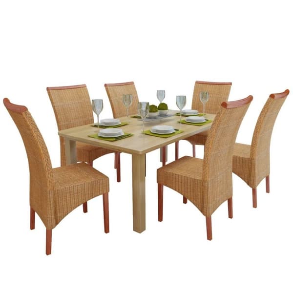 vidaXL spisebordsstole 6 stk. naturlig rattan brun