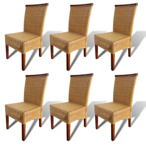vidaXL spisebordsstole 6 stk. naturlig rattan brun