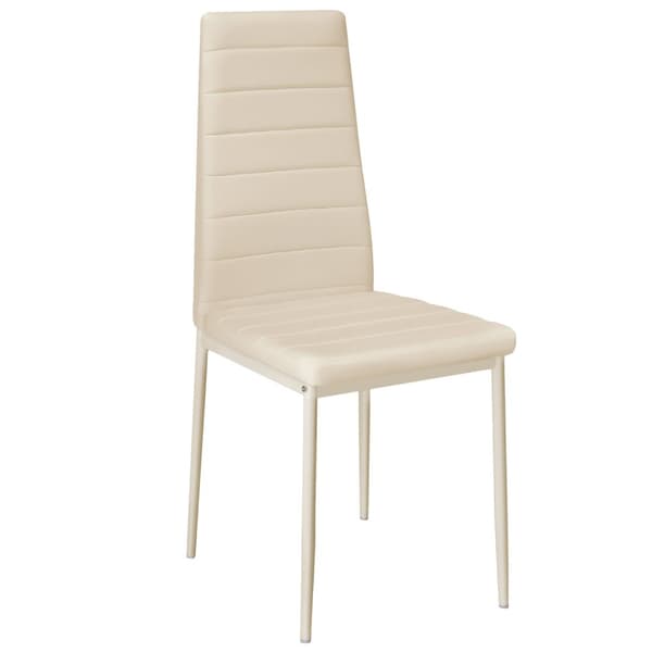Spisebordsstol i kunstlæder, sæt - beige,Sæt med 4 stk.