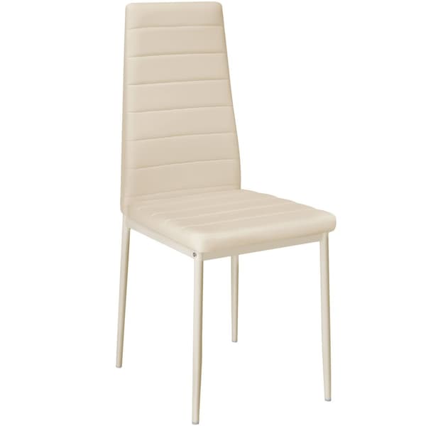 Spisebordsstol i kunstlæder, sæt - beige,Sæt med 6 stk.