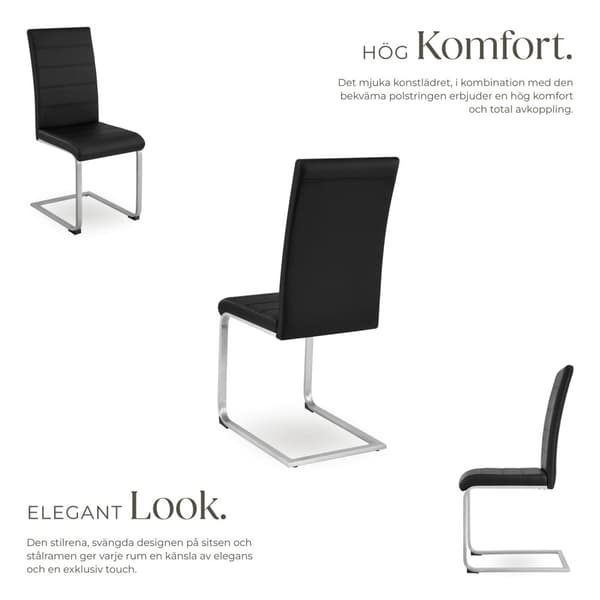 Köksstolar Bettina - svart, Uppsättning av 2