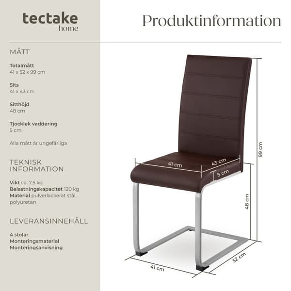 Köksstolar Bettina - cappuccino, Uppsättning om 4