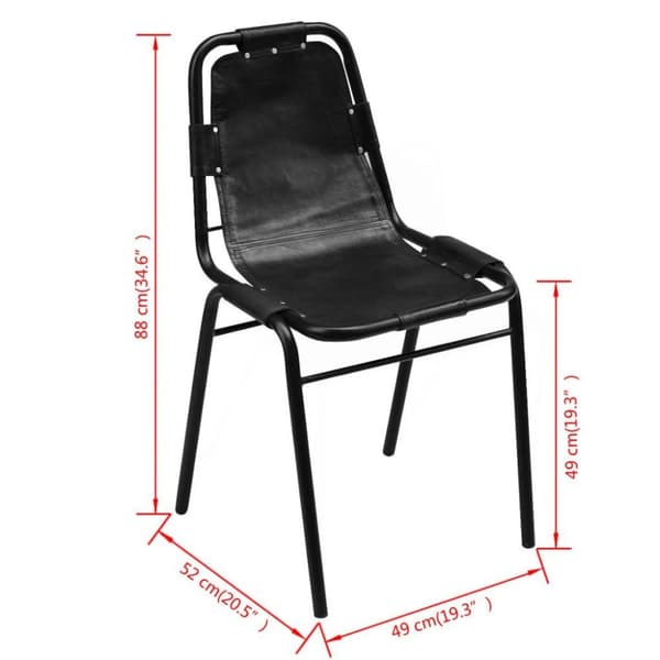 vidaXL Matstolar 6 st svart äkta läder