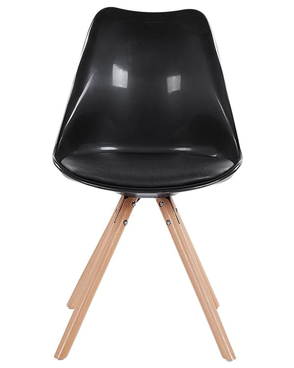 Middagsstol Svart Konstläder Sits Elegant Träben Modern