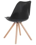 Miniatyrbild 5 av 8: Middagsstol Svart Konstläder Sits Elegant Träben Modern