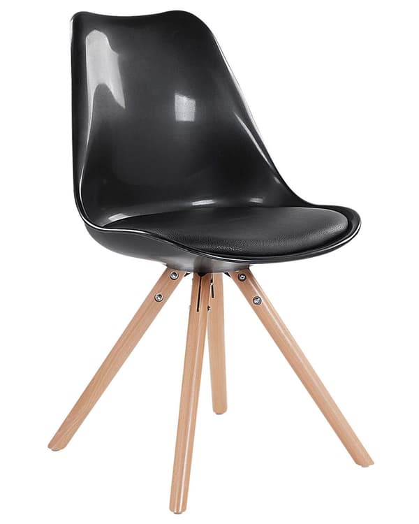 Middagsstol Svart Konstläder Sits Elegant Träben Modern