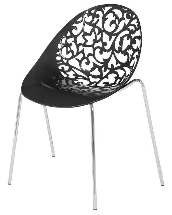 Set med 4 matstolar Svart Plast Urklippt Modern
