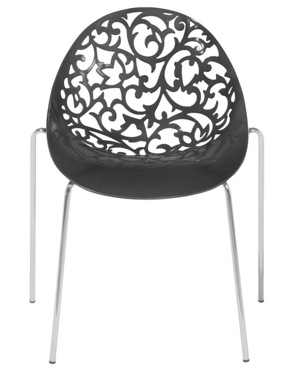 Set med 4 matstolar Svart Plast Urklippt Modern