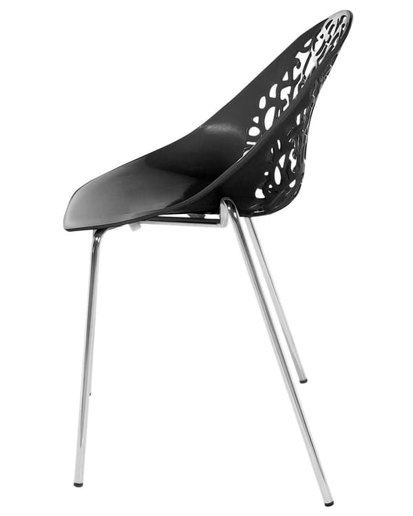 Set med 4 matstolar Svart Plast Urklippt Modern