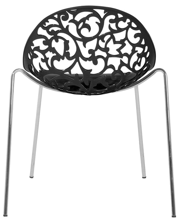 Set med 4 matstolar Svart Plast Urklippt Modern