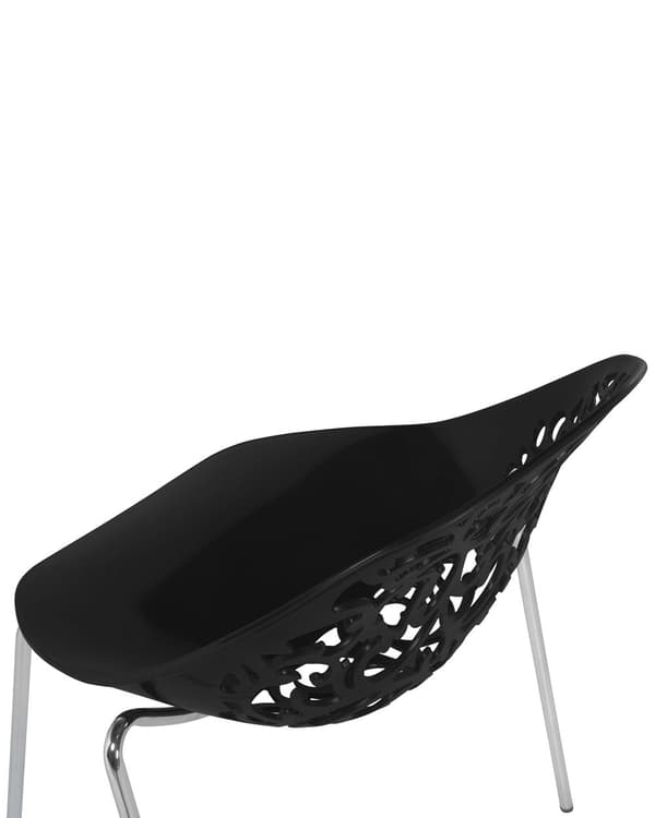 Set med 4 matstolar Svart Plast Urklippt Modern