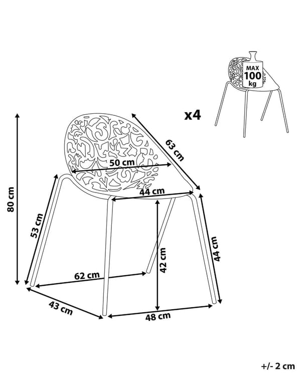 Set med 4 matstolar Vit Plast Urklippta Modern