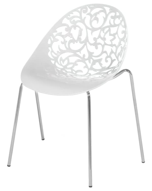 Set med 4 matstolar Vit Plast Urklippta Modern