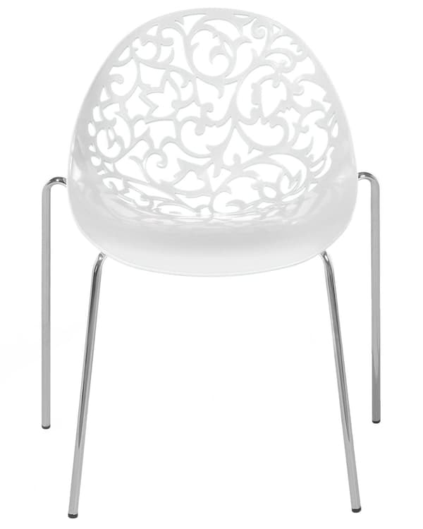 Set med 4 matstolar Vit Plast Urklippta Modern