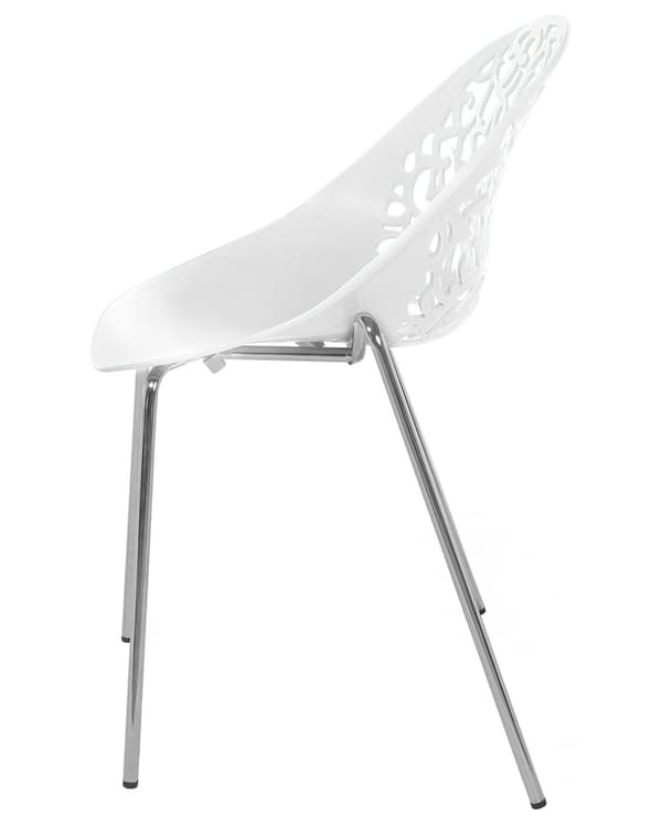 Set med 4 matstolar Vit Plast Urklippta Modern