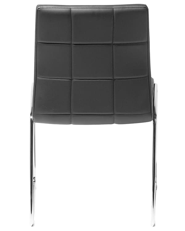 Set med 2 Middagsstolar Svart Konstläder Kromade Metallben Modern