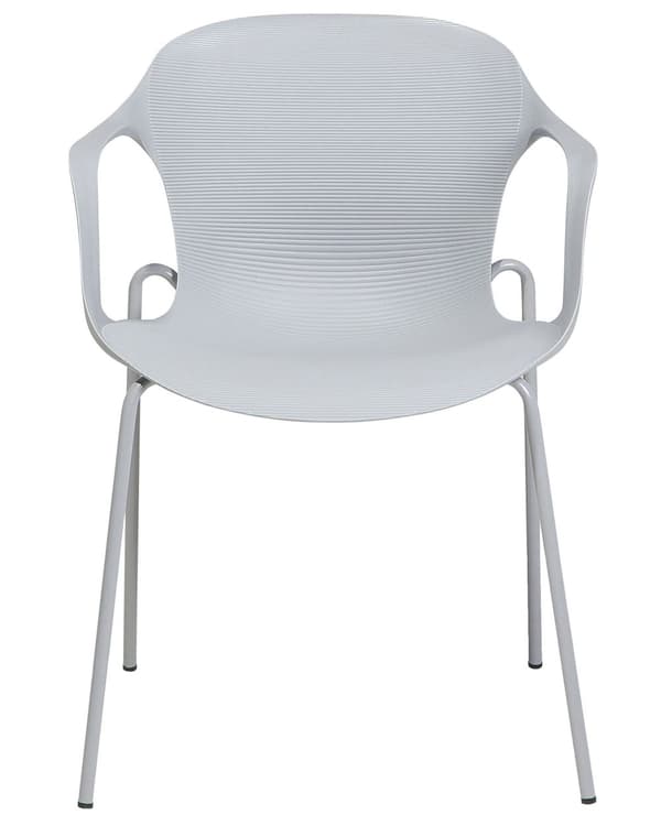 Set med 2 matstolar Grå Metallben Modern Industriell Stil Kök Kontor